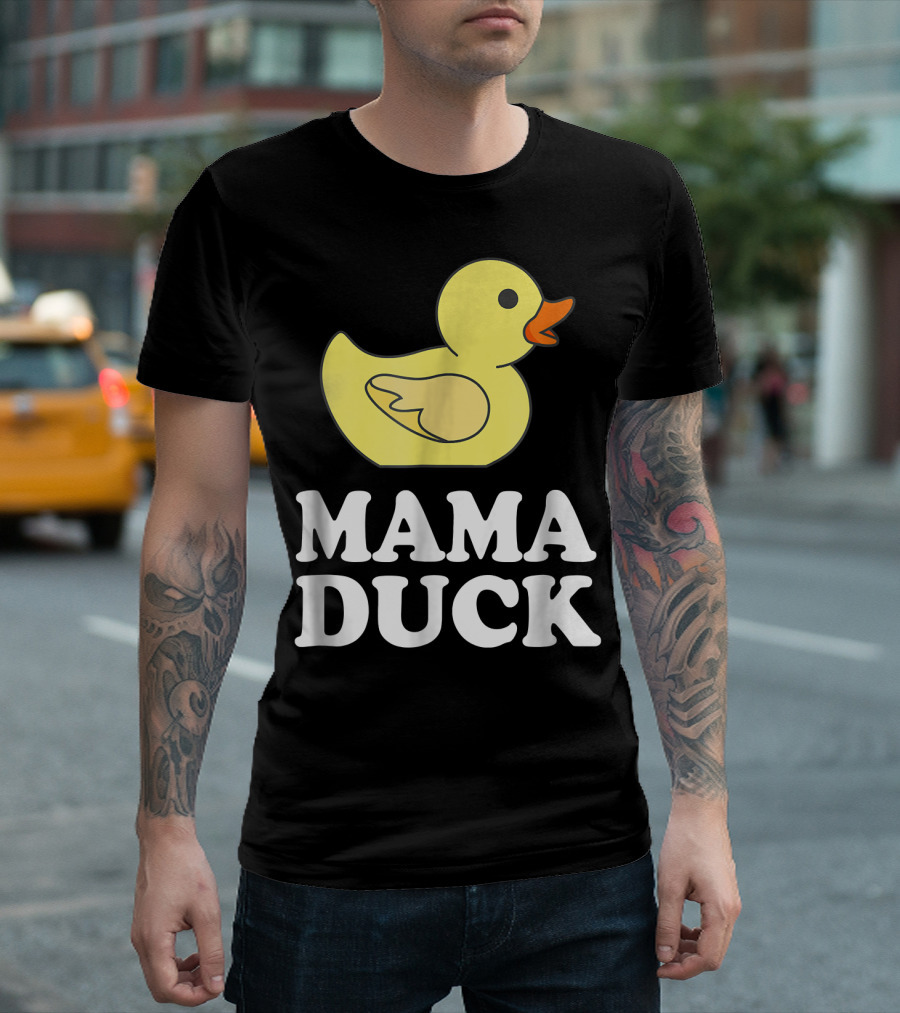 Mama Duck Funny Mother Bird Yellow Cartoon T-Shirt