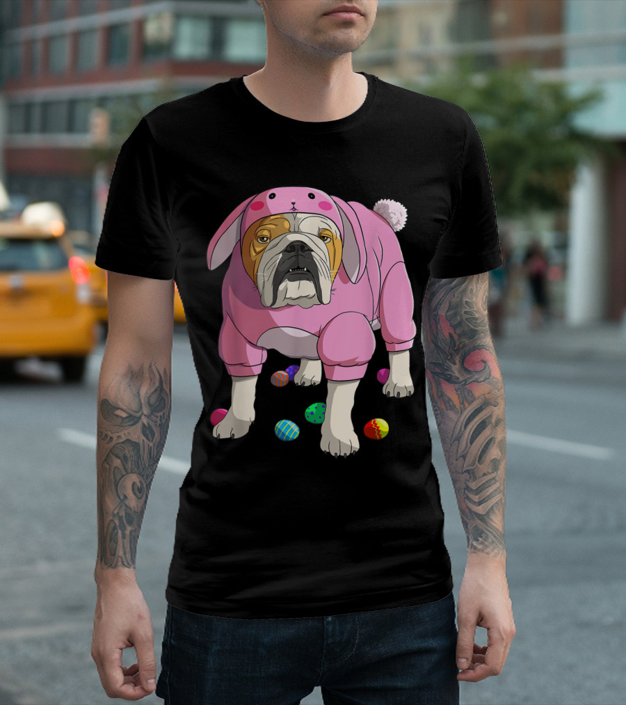 Easter Eggs English Bulldog Bunny T-Shirt