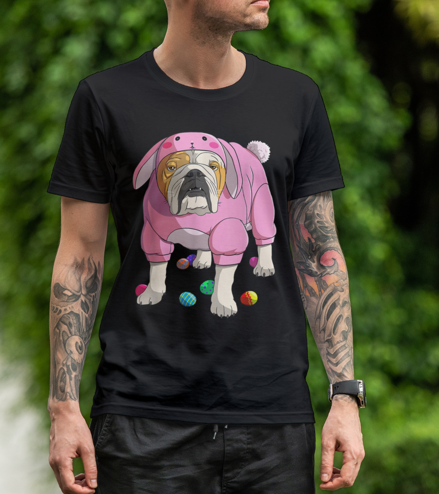 Easter Eggs English Bulldog Bunny T-Shirt