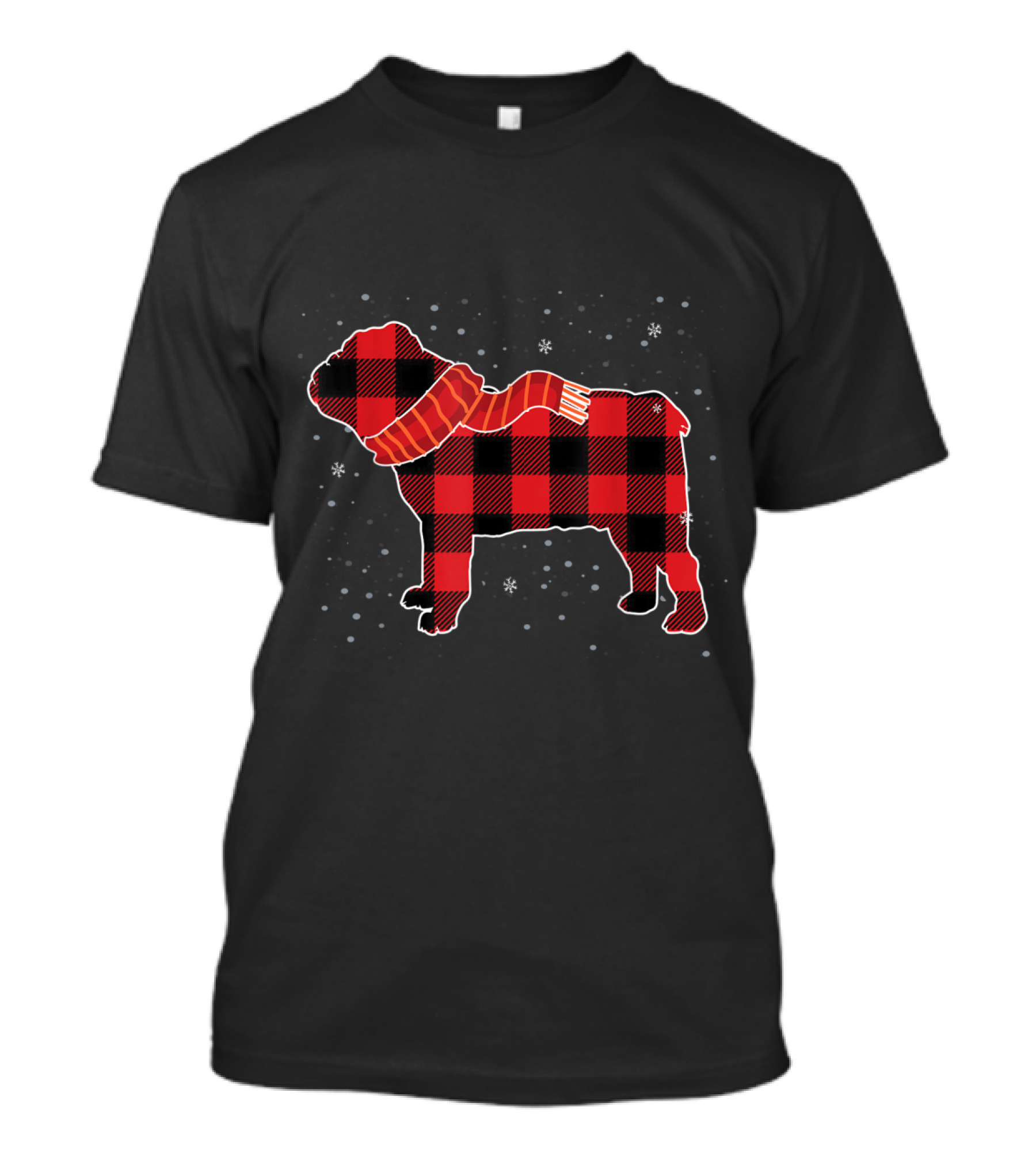 English Bulldog Buffalo Plaid Christmas Dog T-Shirt