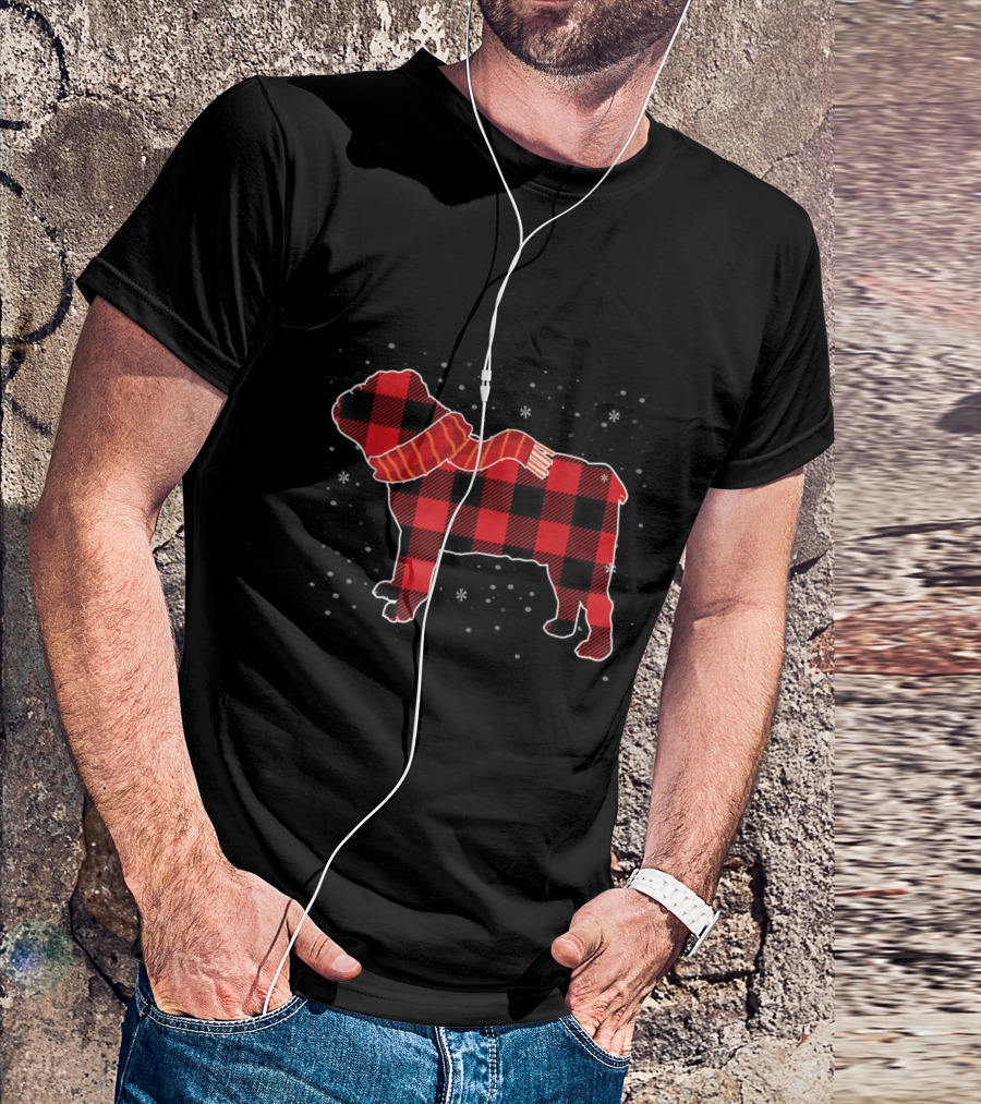 English Bulldog Buffalo Plaid Christmas Dog T-Shirt