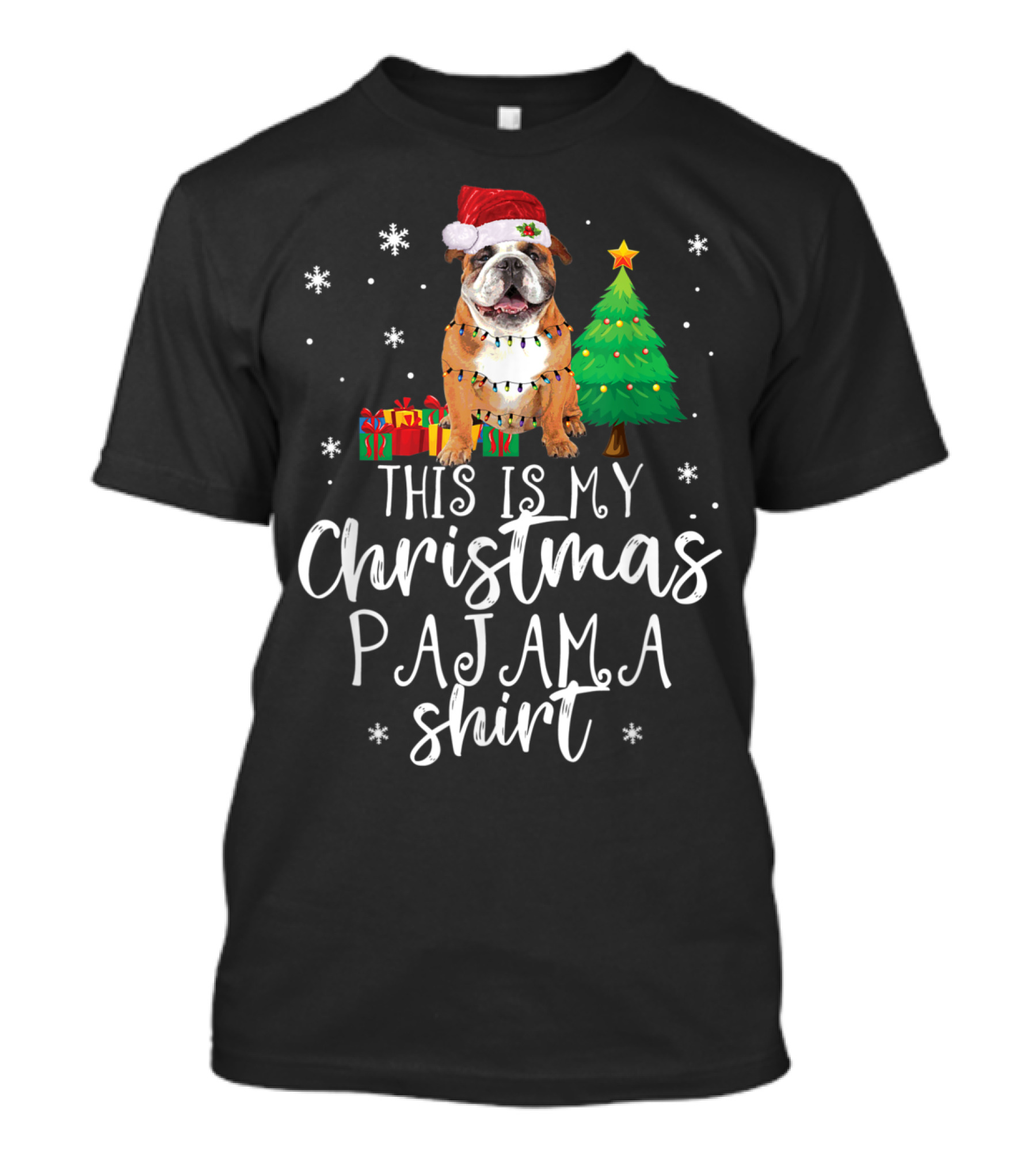 This Is My Christmas Pajama Shirt Funny English Bulldog T-Shirt