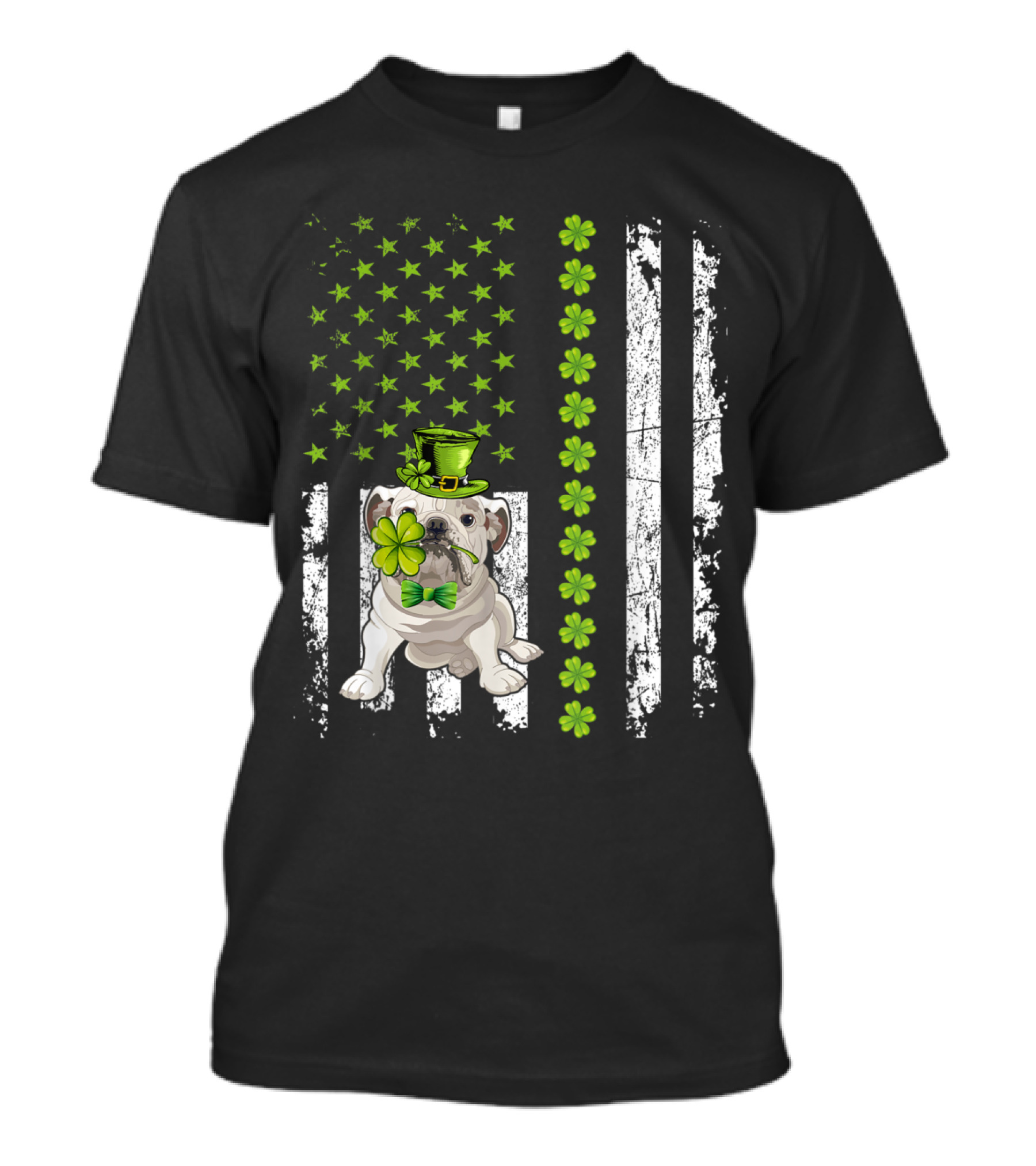 Vintage St. Patrick's Day English Bulldog With Shamrock And Hat T-Shirt