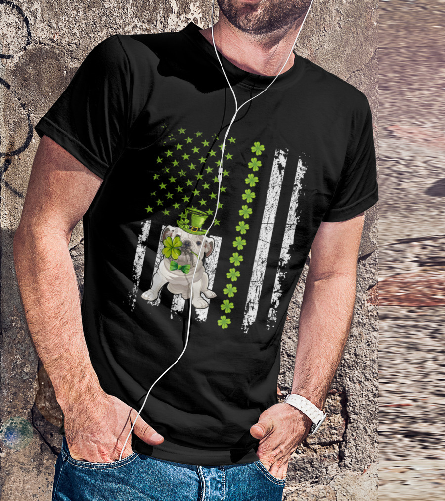 Vintage St. Patrick's Day English Bulldog With Shamrock And Hat T-Shirt