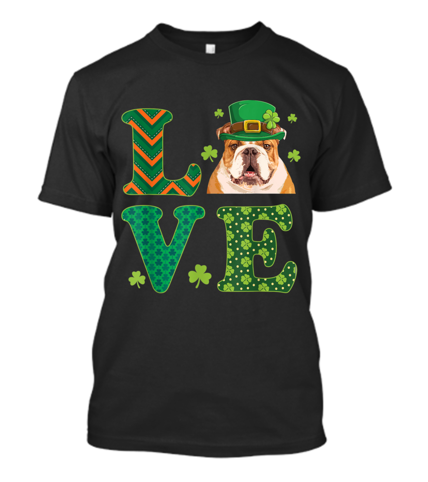 Love My English Bulldog St Patricks Day Clover Hat T-Shirt