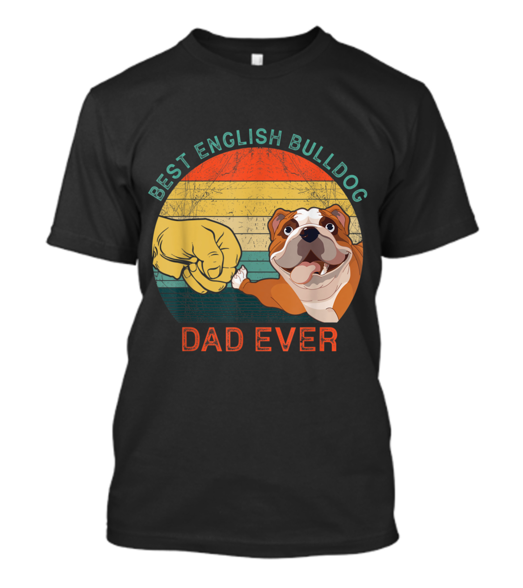 Best English Bulldog Dad Ever Vintage Dog Fist Bump T-Shirt