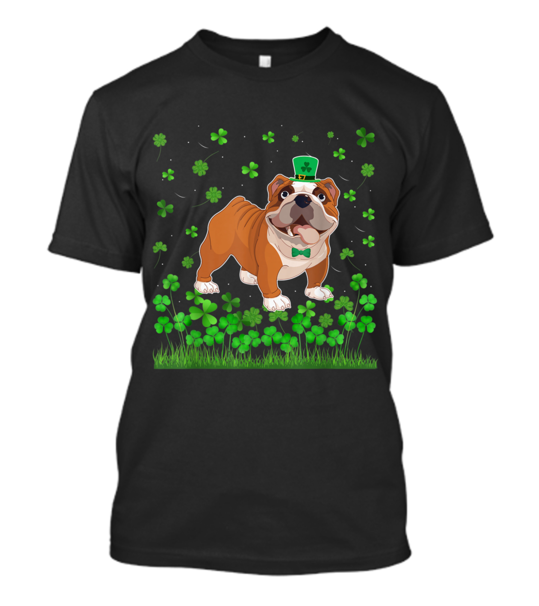 Shamrock English Bulldog St. Patrick's Day Hat And Clover T-Shirt