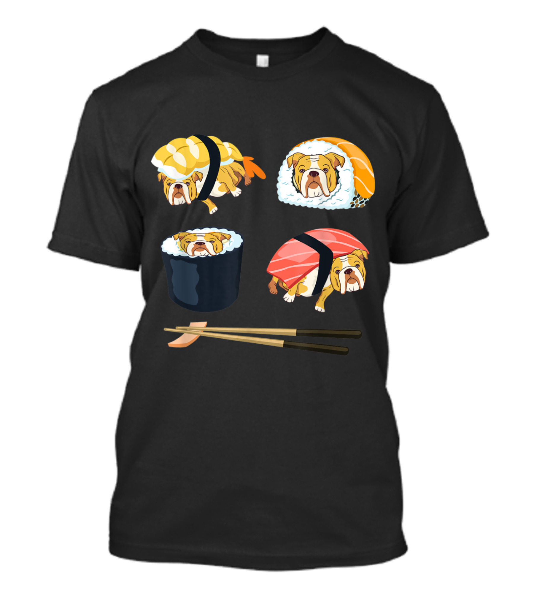 Sushi Bulldog Nigiri Roll Fusion T-Shirt