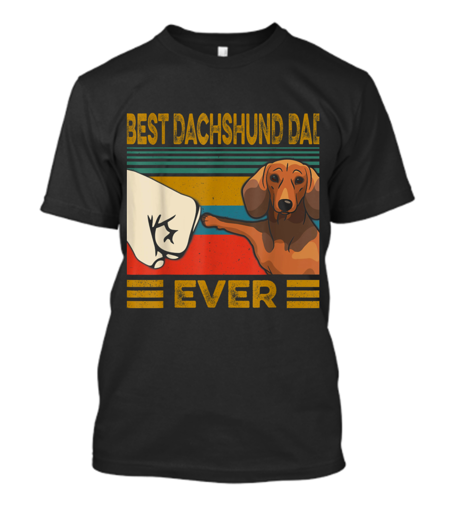 Best Dachshund Dad Ever Retro Fist Bump With Dachshund T-Shirt