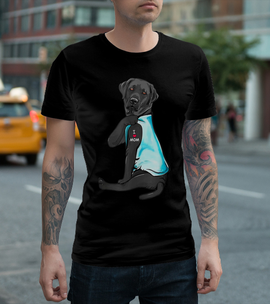 I Love Mom Black Lab Labrador Cute Tattoo Mama Mother T-Shirt