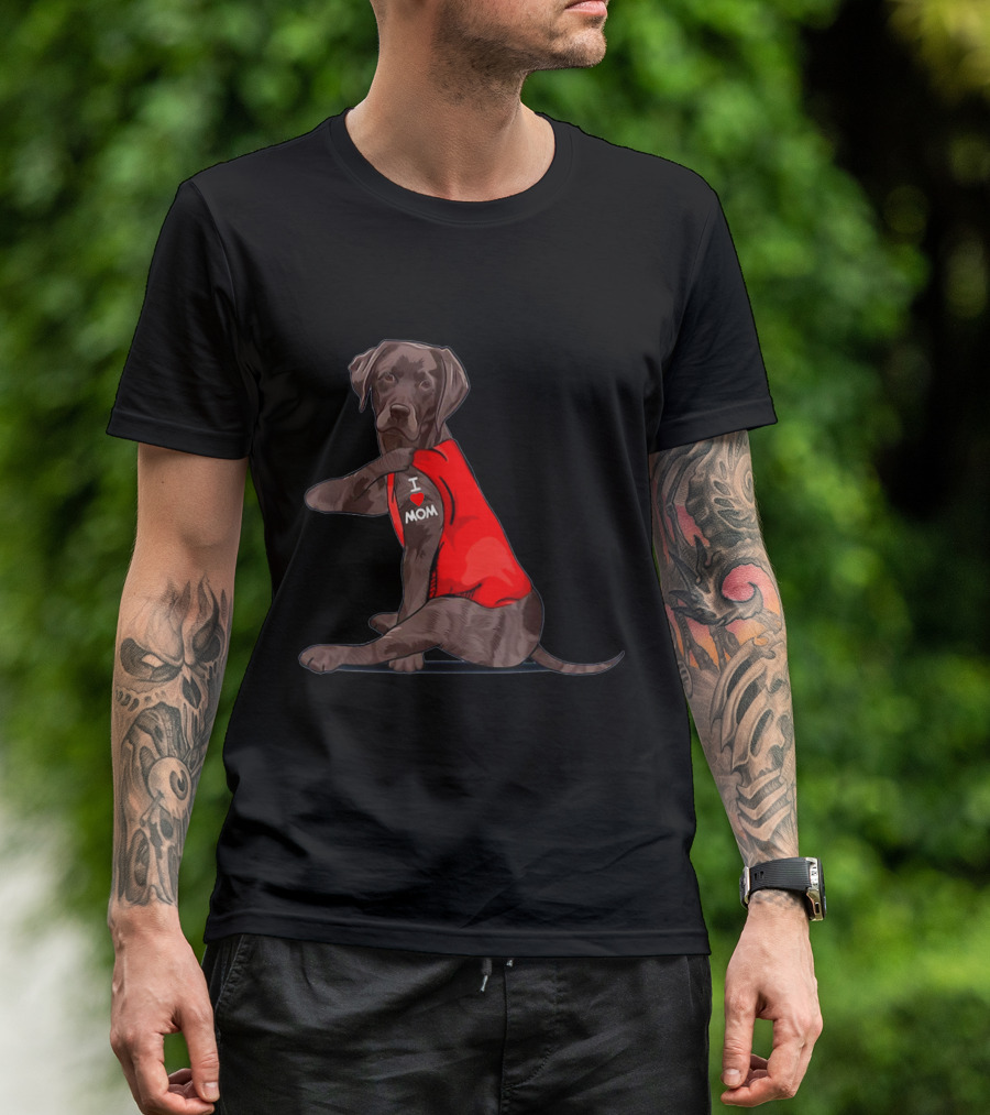 Chocolate Lab I Love Mom Tattoo Funny Mama Labrador T-Shirt
