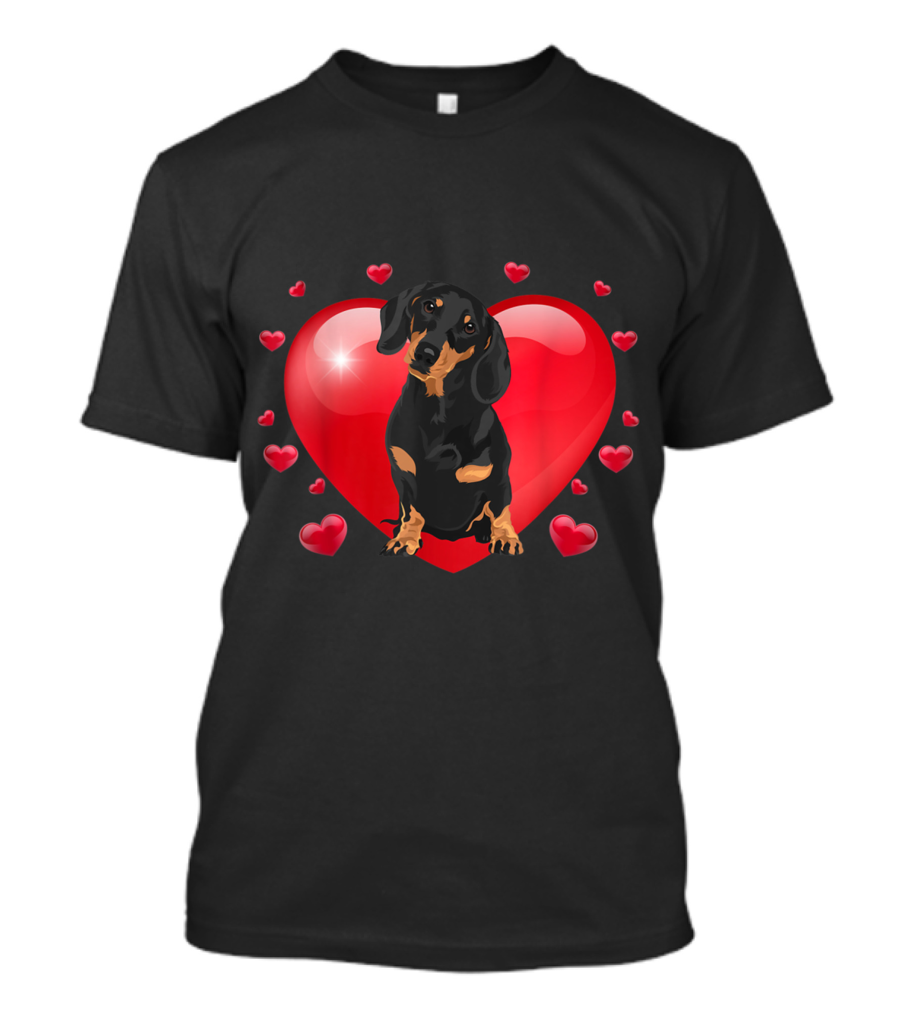Dachshund In A Heart Surrounded By Hearts Valentines Day T-Shirt
