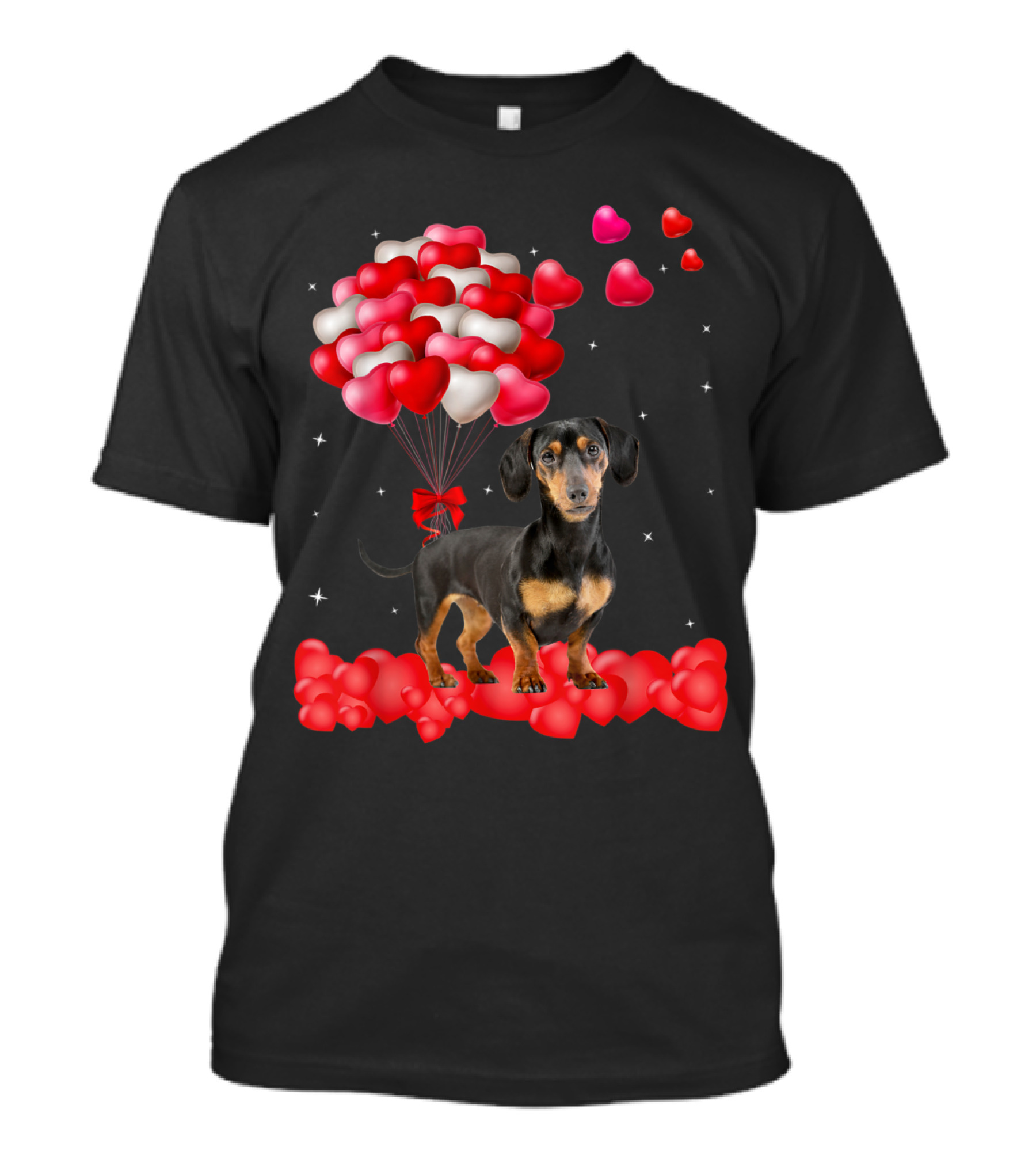 Dachshund Surrounded By Heart Balloons Valentine's Day T-Shirt