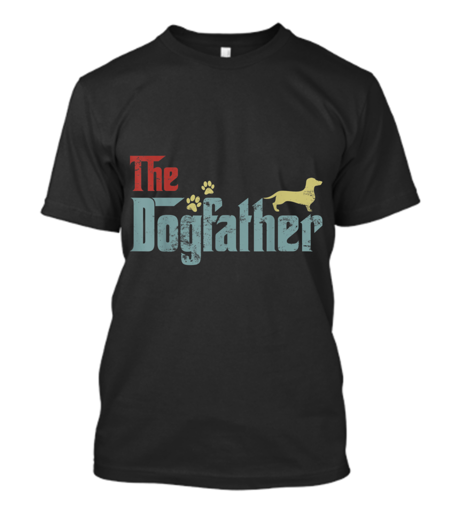 Vintage The Dogfather Dachshund Funny Dog Paw Prints T-Shirt