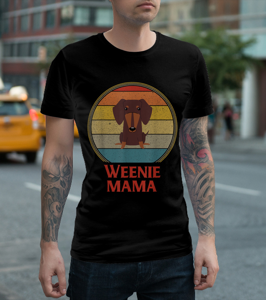 Vintage Weenie Mama Dachshund Retro Stripes Women T-Shirt