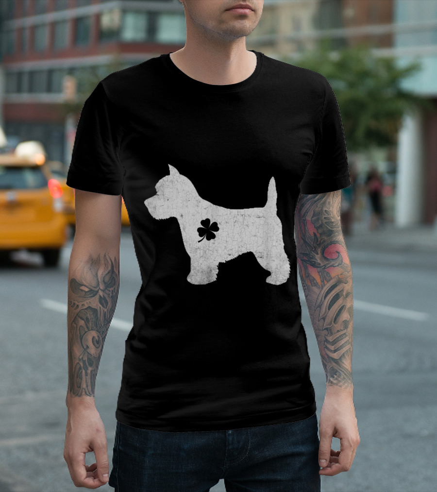 Westie Dog Four Leaf Clover Irish Patrick Day T-Shirt