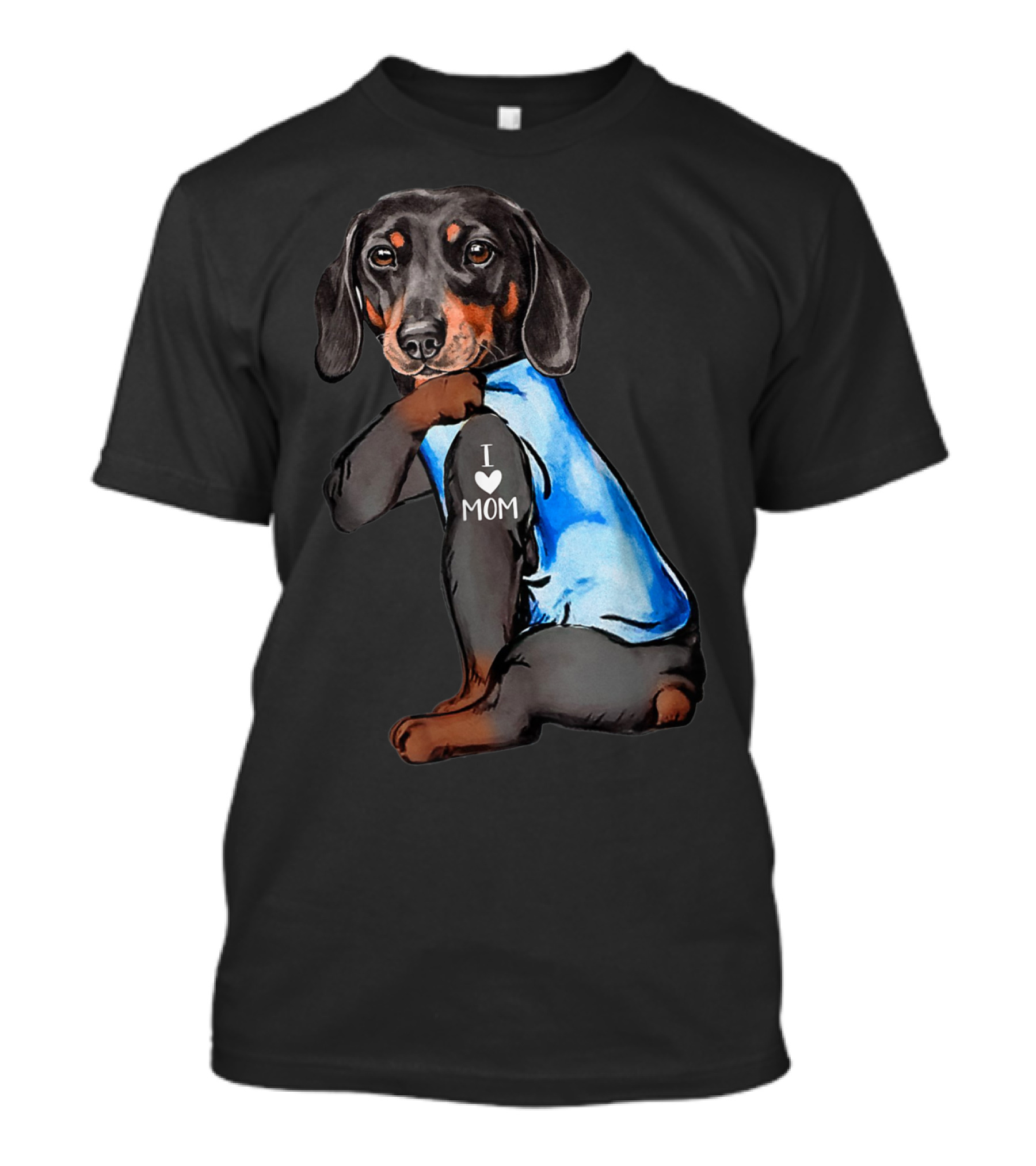 Women Dachshund Dog Tattoo I Love Mom T-Shirt