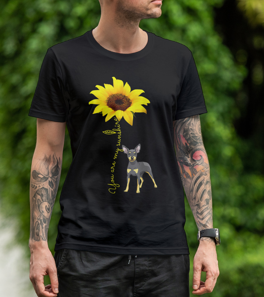 You Are My Sunshine Sunflower Miniature With Dog T-Shirt