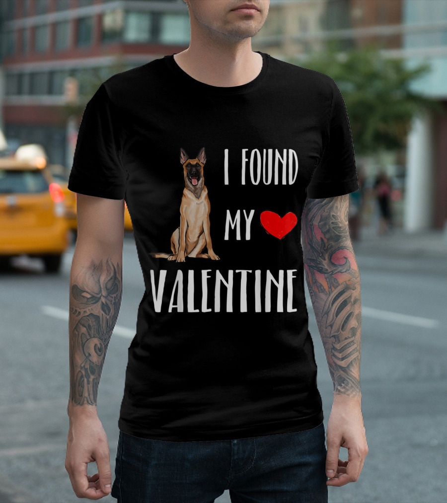 I Found My Heart Valentine Belgian Malinoi Dog T-Shirt