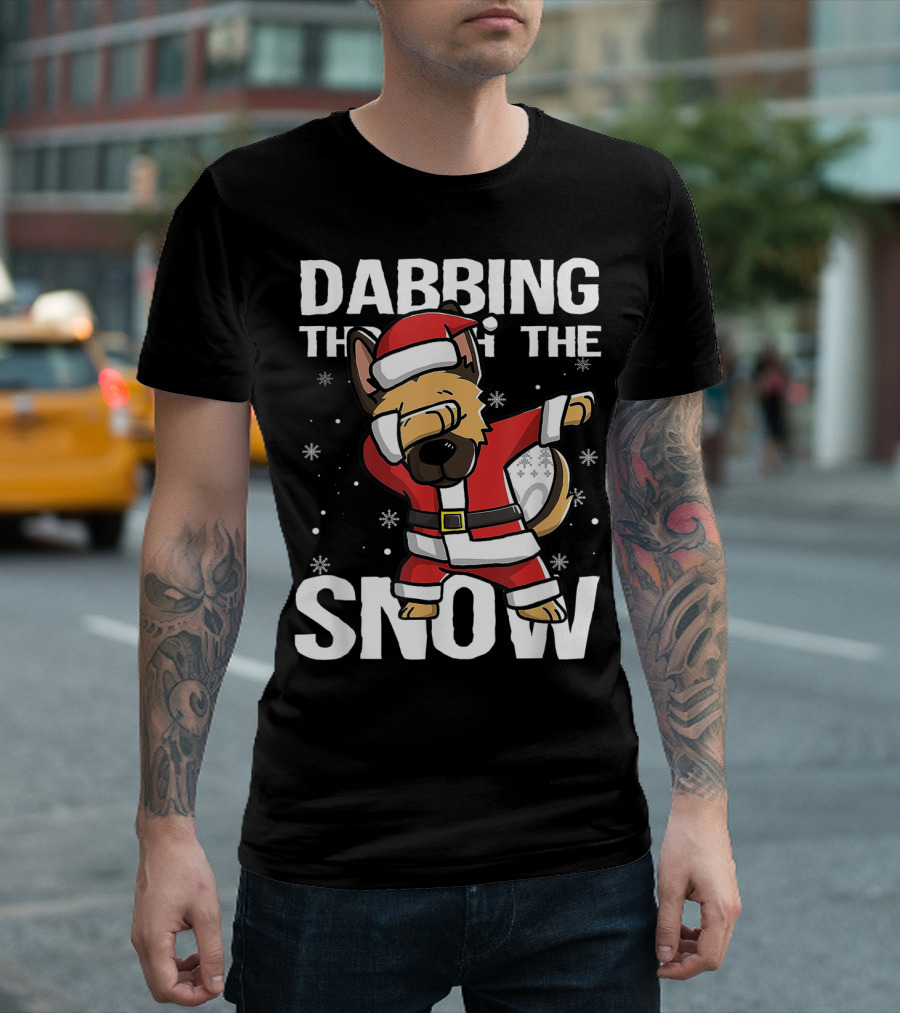 Dabbing Through the Snow German Shepherd Santa Claus T-Shirt