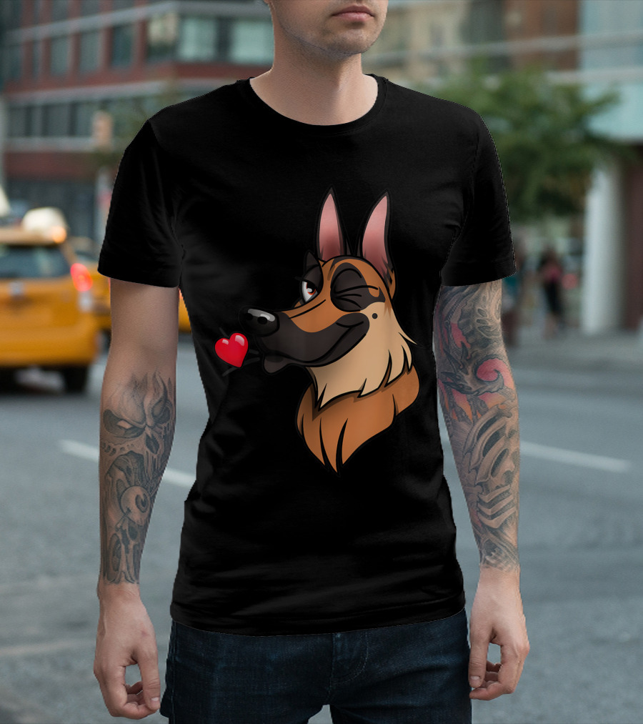 Flirty German Shepherd Wink With Heart T-Shirt