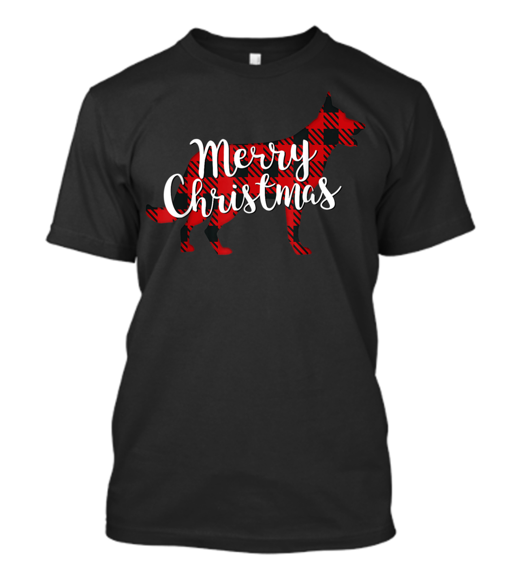 Merry Christmas German Shepherd Plaid Dog T-Shirt