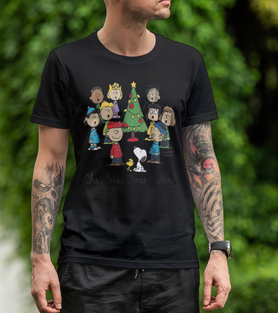 Christmas Time Is Here Peanuts Tree Charlie Brown Snoopy T-Shirt