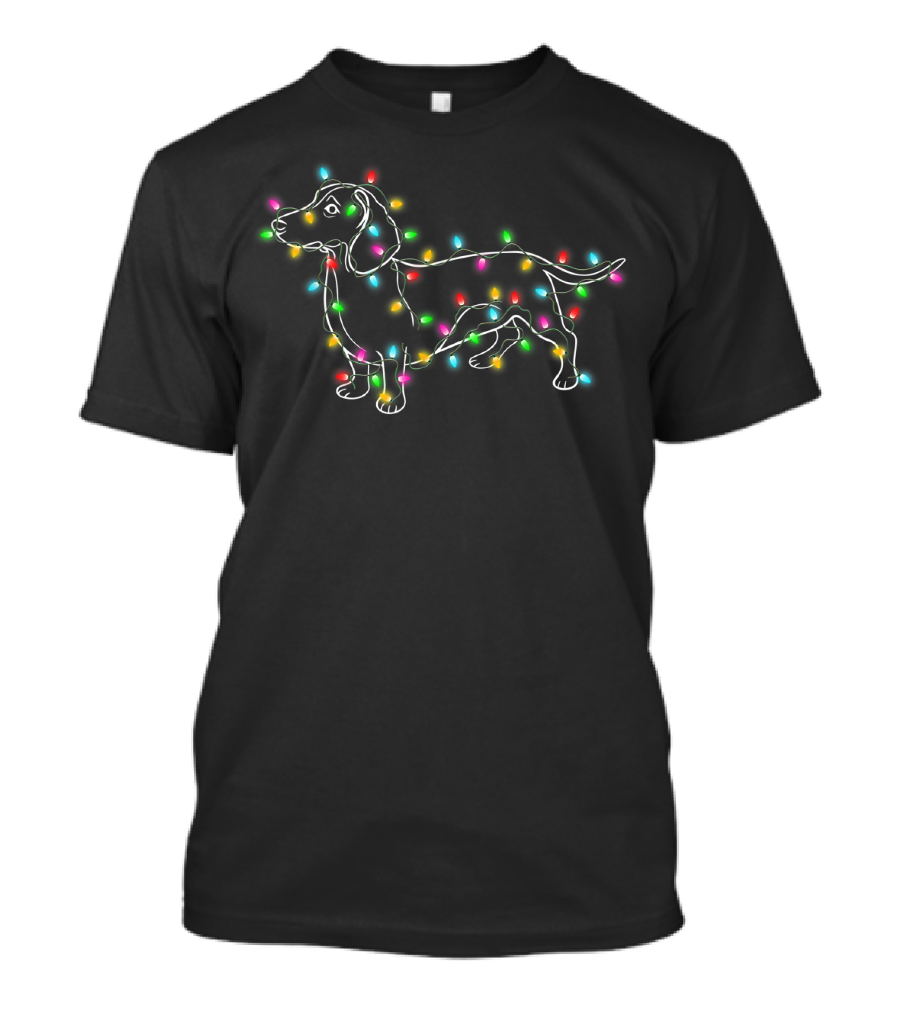Dachshund Covered In Colorful Christmas Lights T-Shirt