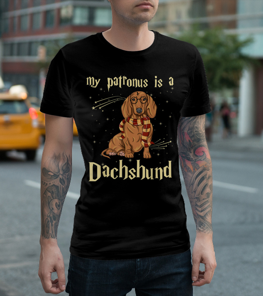 My Patronus Is A Dachshund With Glasses And Scarf For Dog Lovers T-Shirt