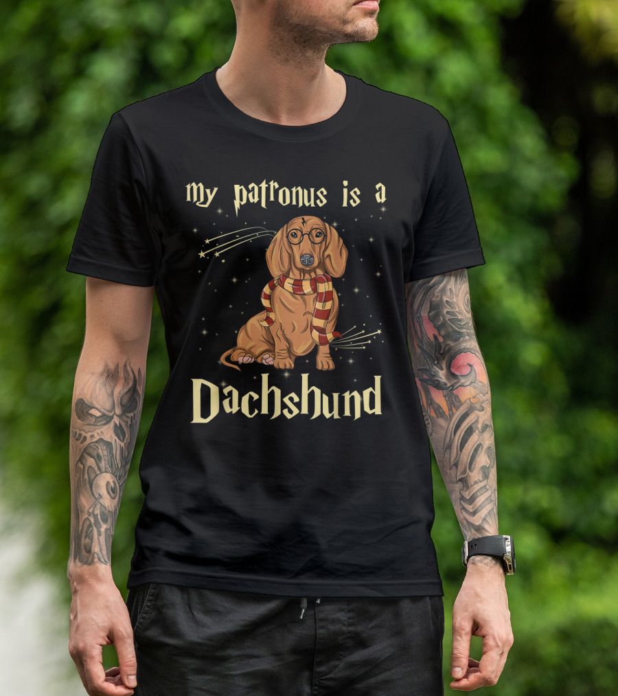 My Patronus Is A Dachshund With Glasses And Scarf For Dog Lovers T-Shirt