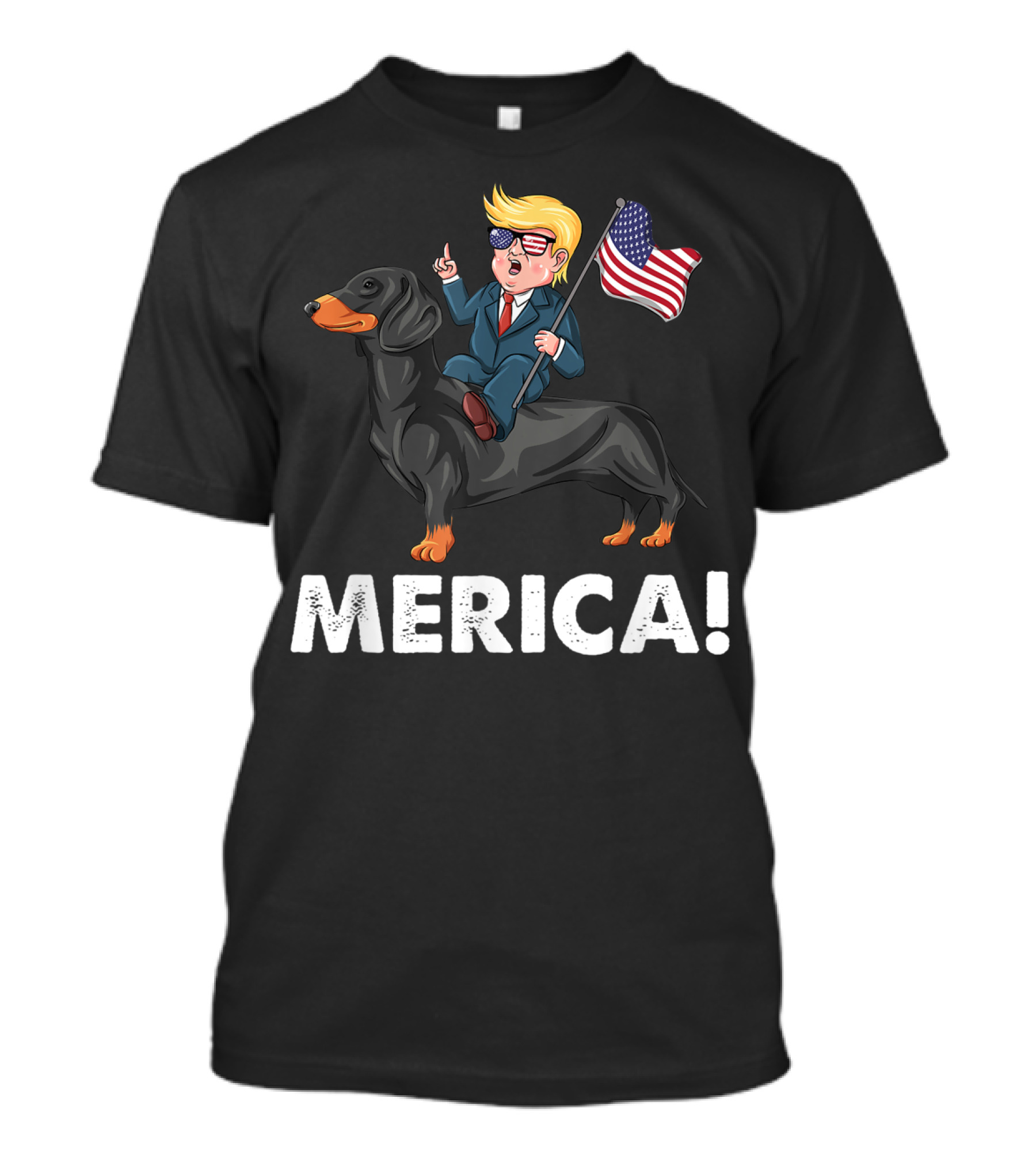 Merica Dachshund Dog With Flag And Patriotic Character T-Shirt
