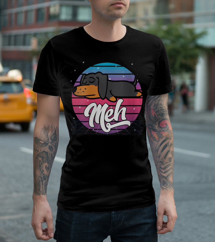 Aesthetic Vaporwave Japanese Otaku Meh Sleeping Dog Retro 80s T-Shirt