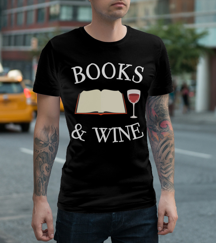 Books and Wine Open Book and Glass T-Shirt