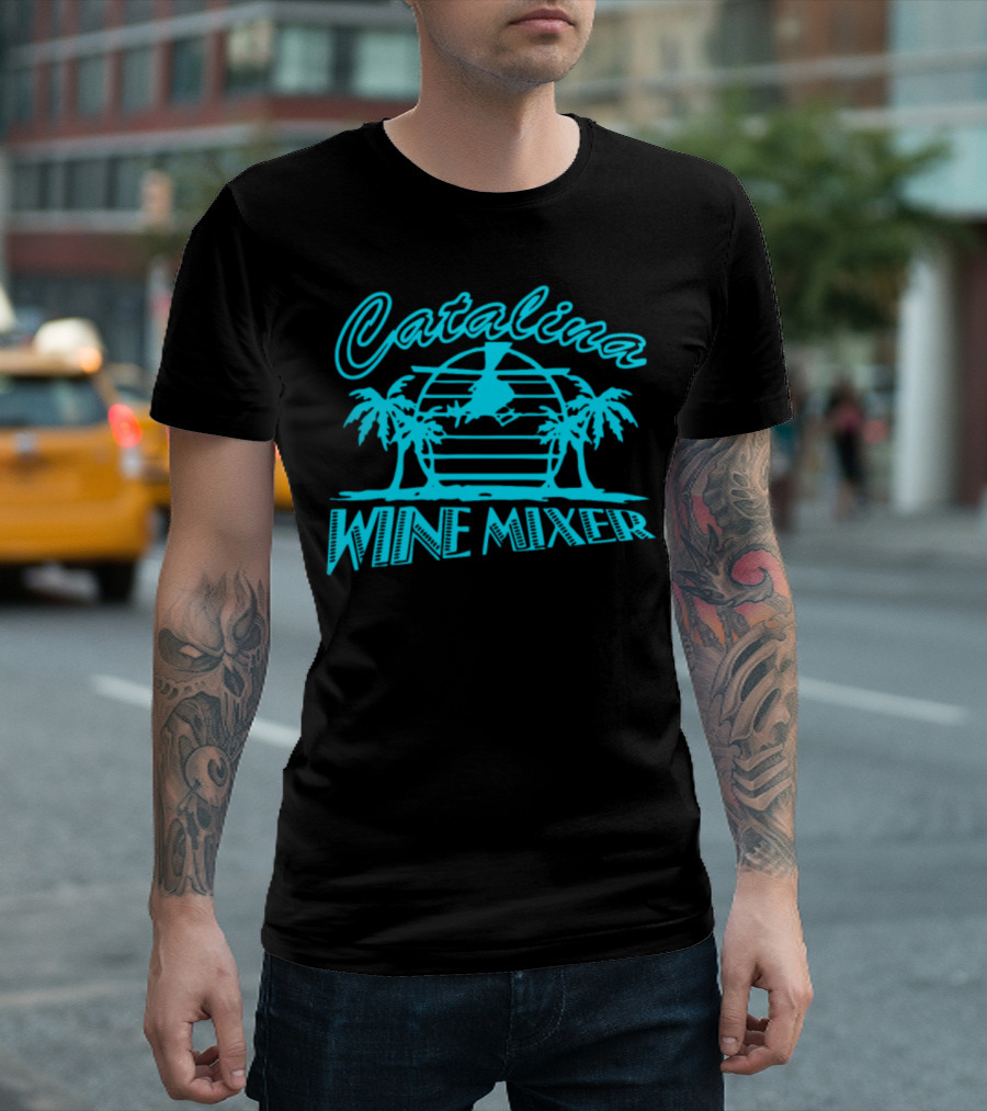 Catalina Wine Mixer Palm Trees Sunset Retro Vibes T-Shirt