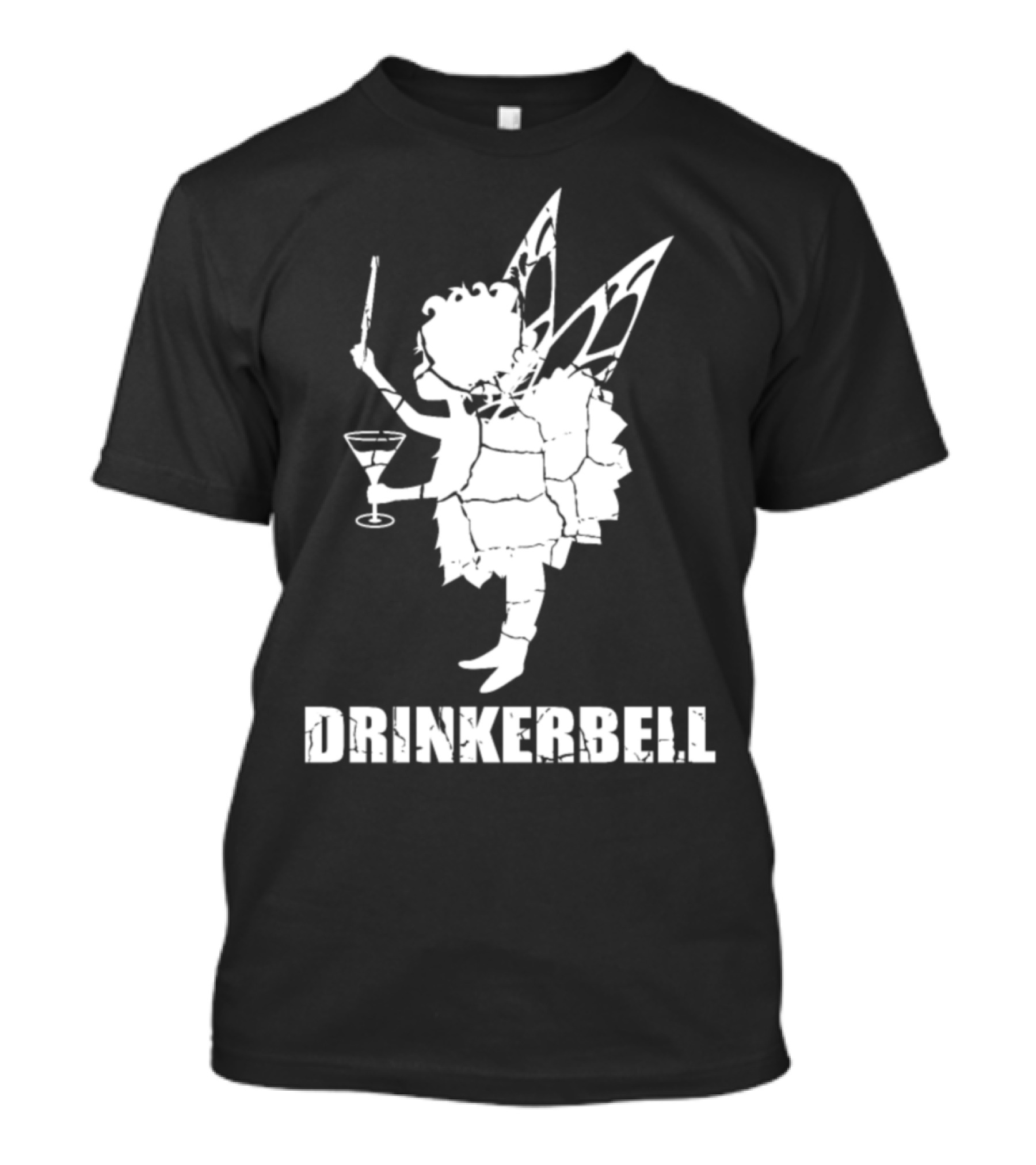 Drinkerbell Fairy Silhouette With Cocktail Glass T-Shirt