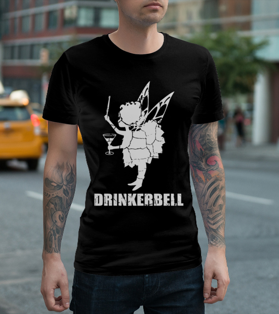 Drinkerbell Fairy Silhouette With Cocktail Glass T-Shirt