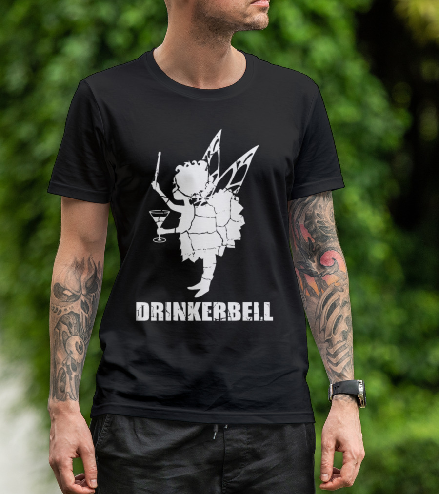 Drinkerbell Fairy Silhouette With Cocktail Glass T-Shirt