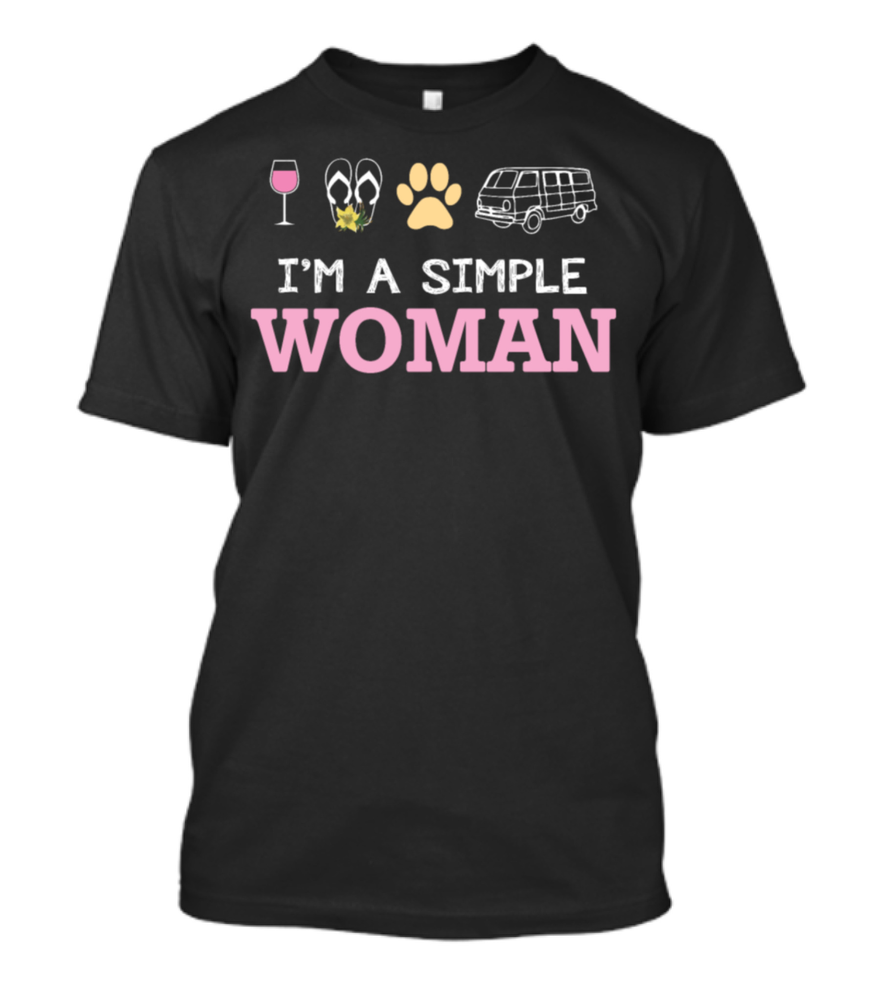 I'm A Simple Woman Wine Flip Flops Dog Camping Van T-Shirt