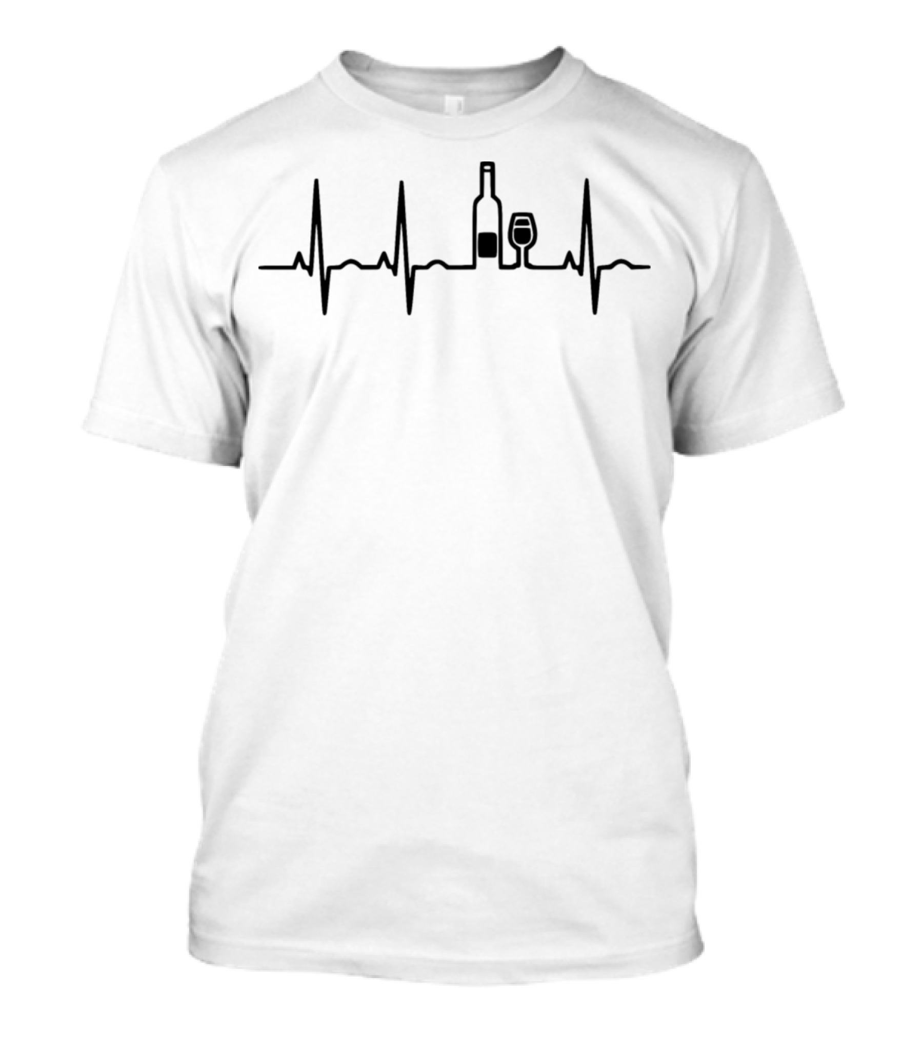 Wein Heartbeat Wine Glass And Bottle Pulse Line T-Shirt