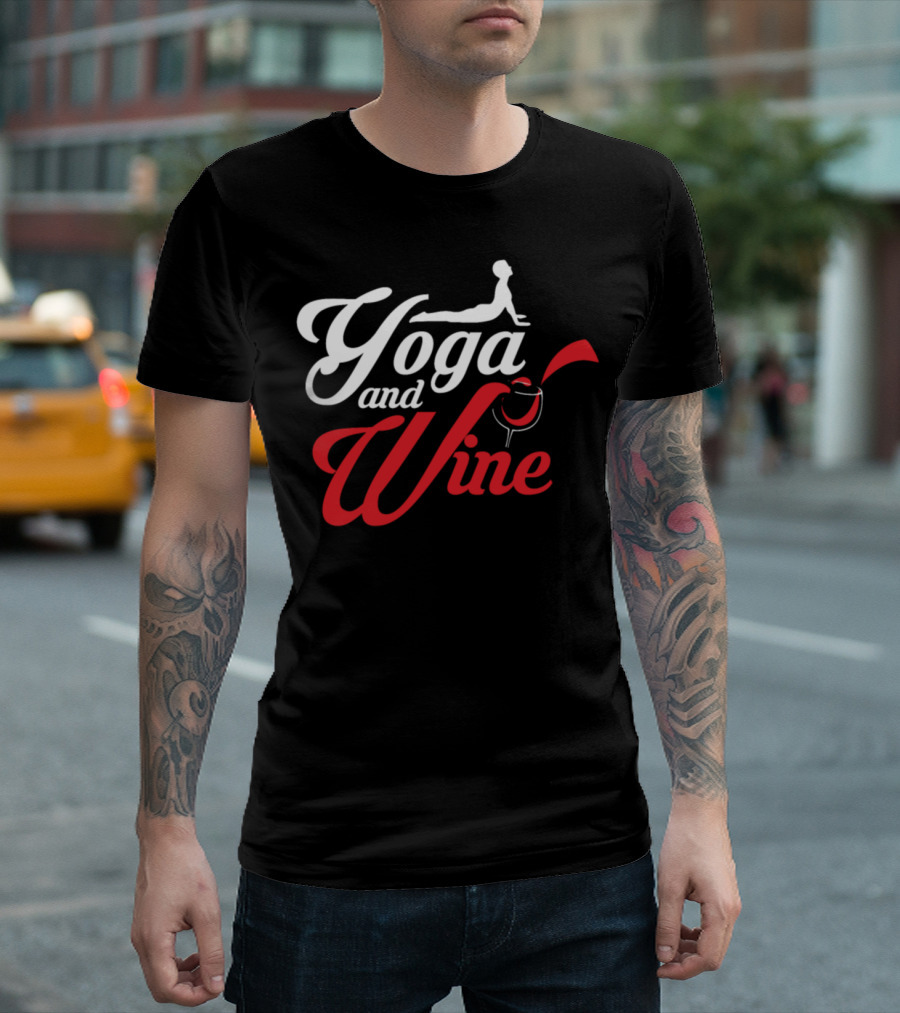 Yoga and Wine Silhouette with Glass T-Shirt
