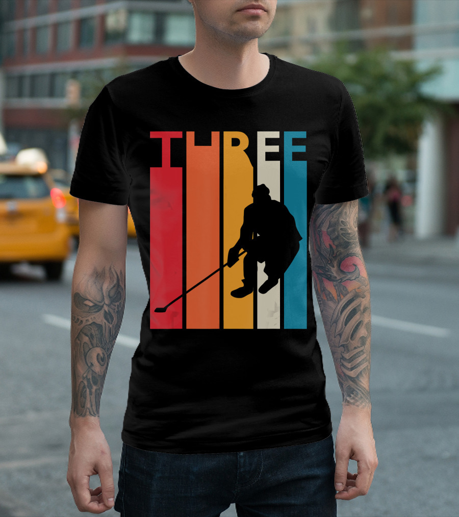 THREE Vintage Hockey Third Birthday Retro T-Shirt