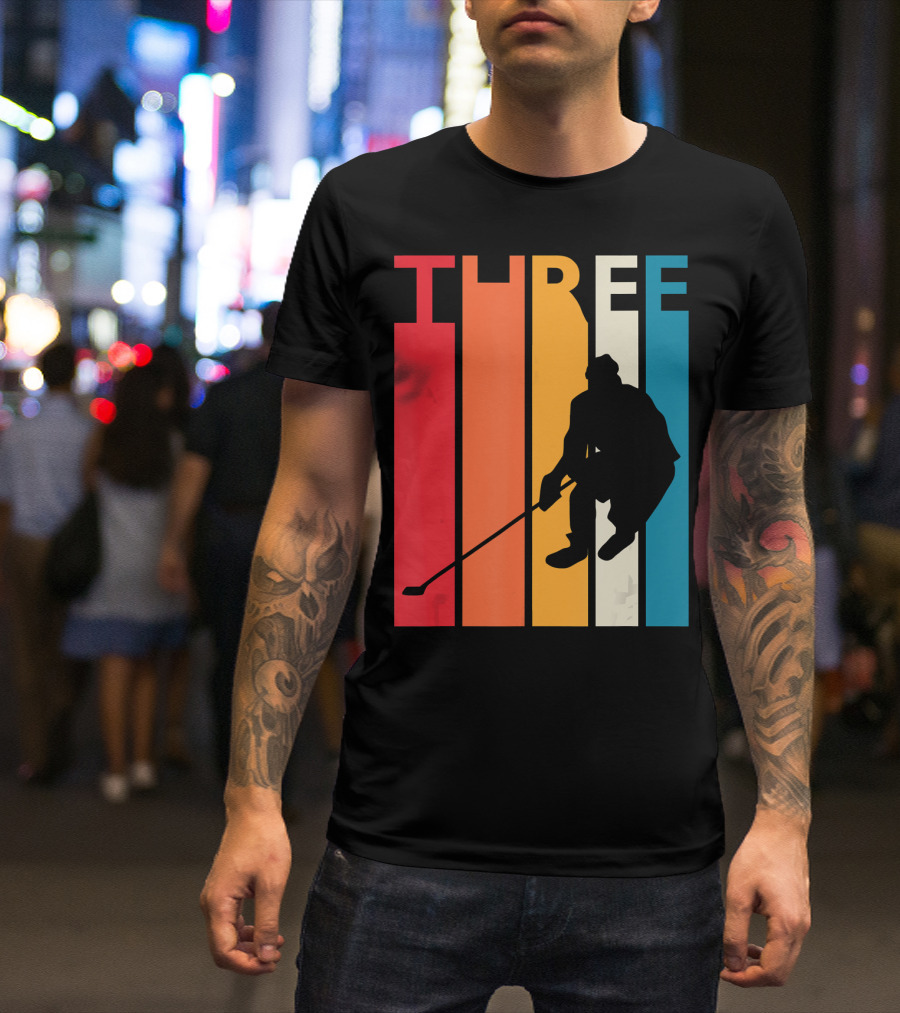 THREE Vintage Hockey Third Birthday Retro T-Shirt