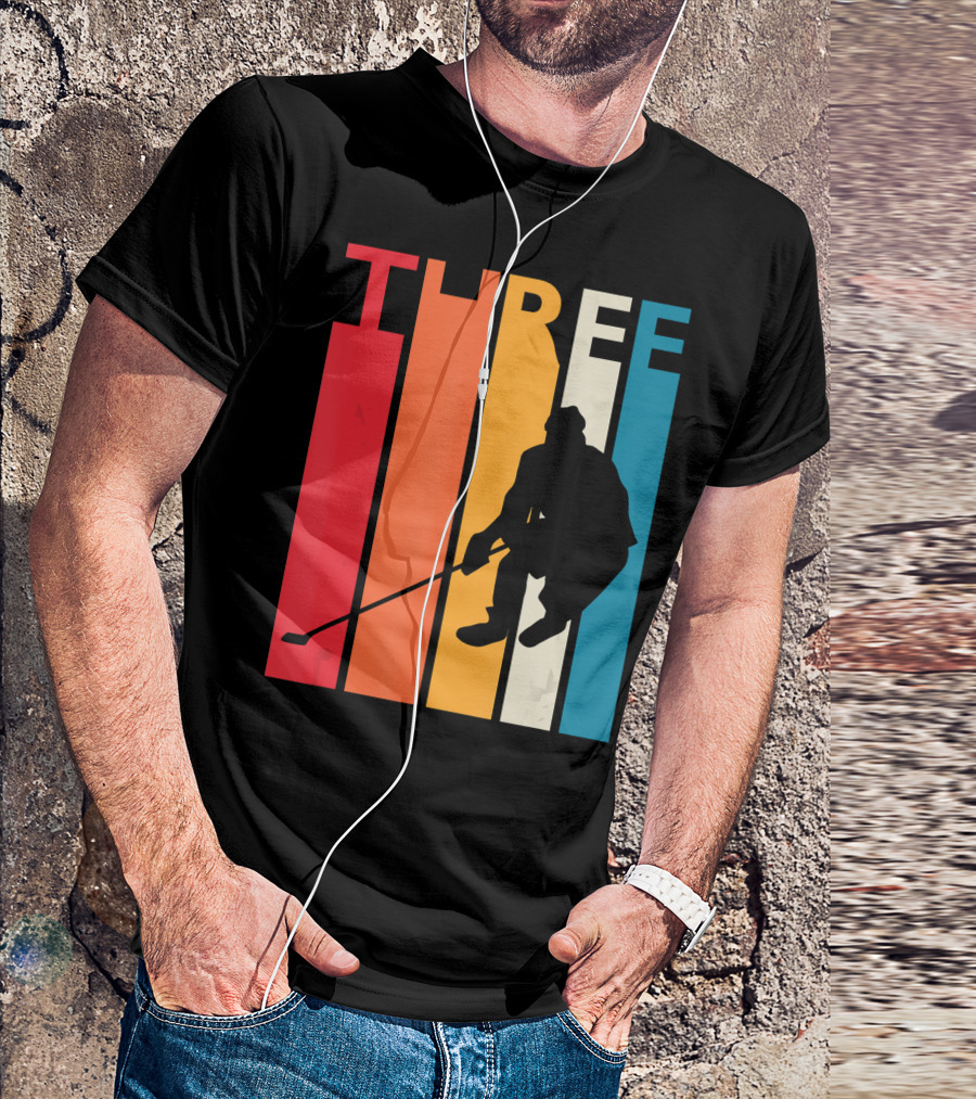 THREE Vintage Hockey Third Birthday Retro T-Shirt