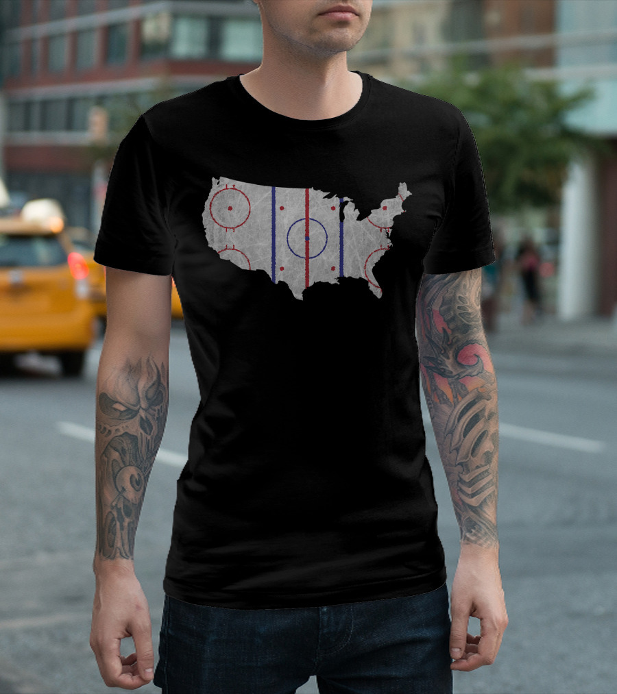 American Hockey Pride USA Map Rink T-Shirt