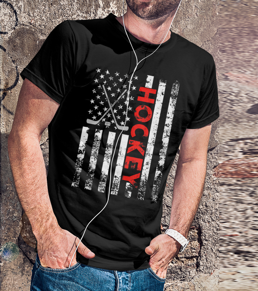 American Flag Hockey USA Patriotic T-Shirt