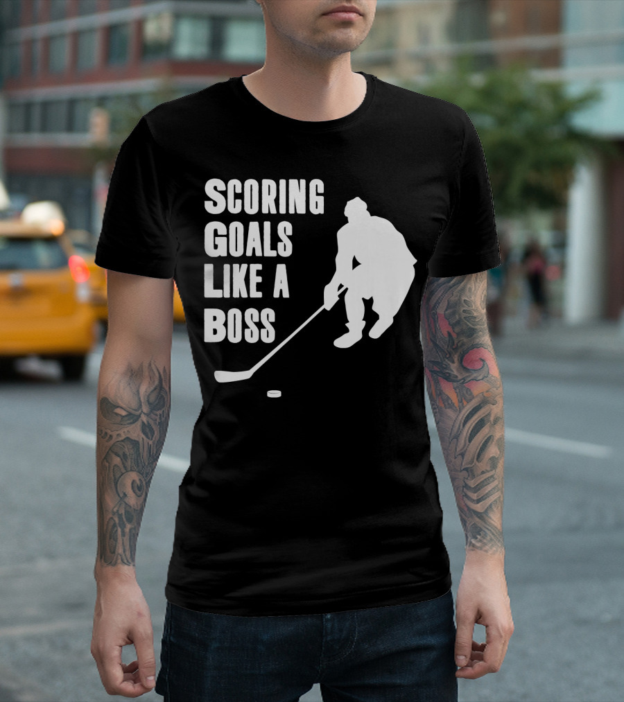 Scoring Goals Like a Boss Ice Hockey Player T-Shirt