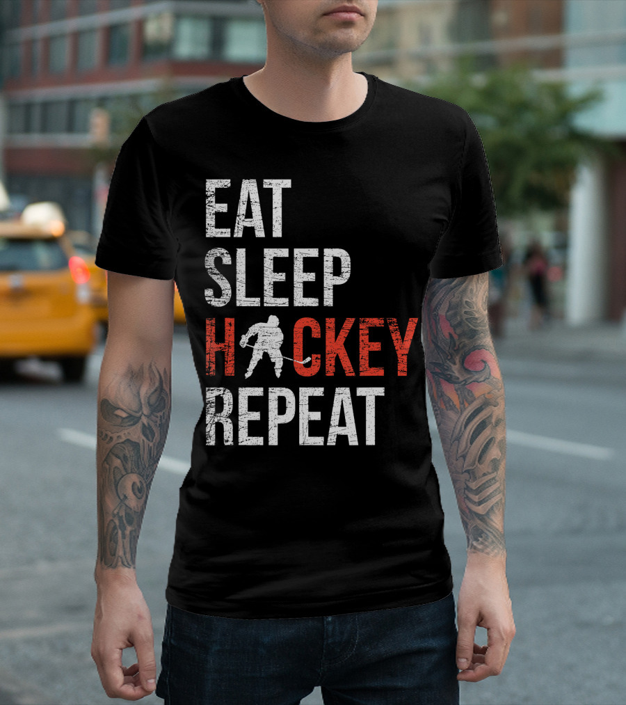 Eat Sleep Hockey Repeat Ice Skater Routine T-Shirt
