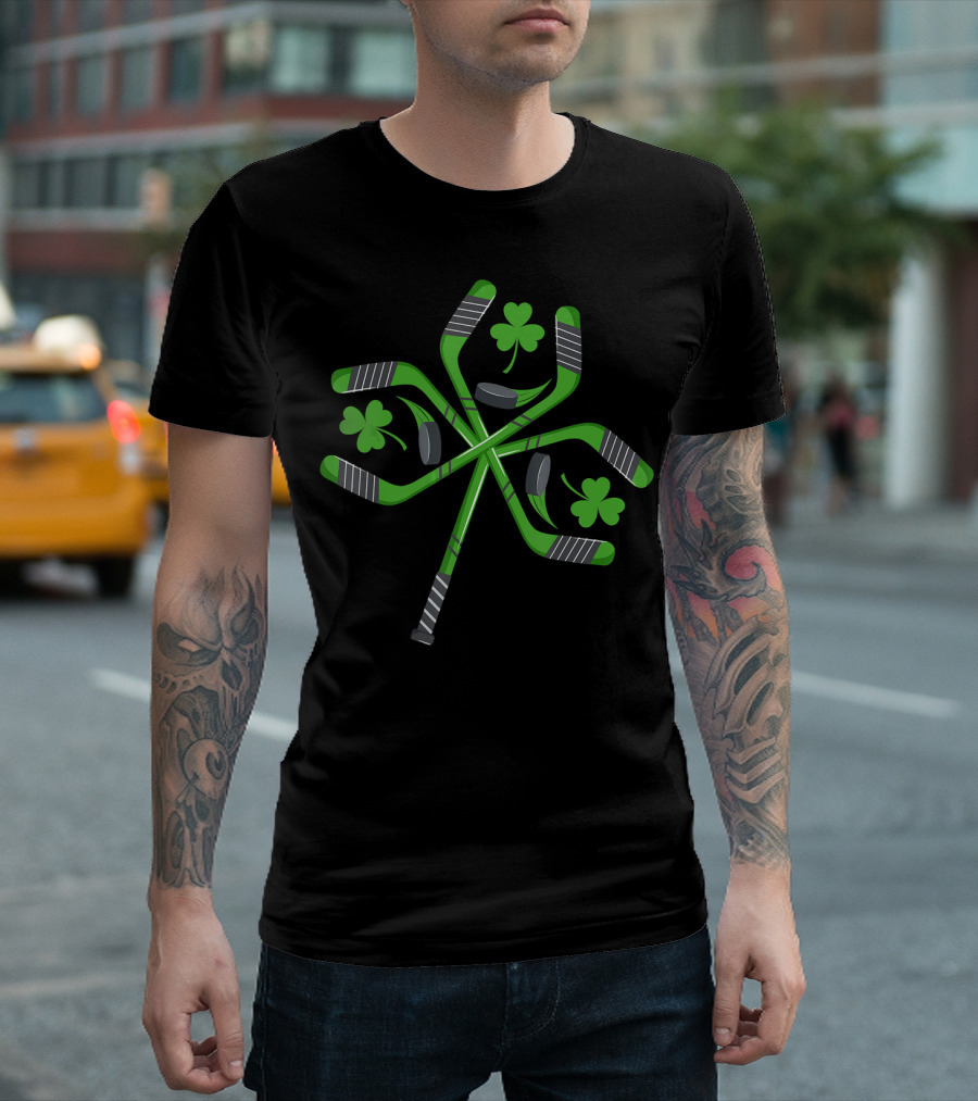Funny St Patrick Day Hockey Shamrock Irish T-Shirt