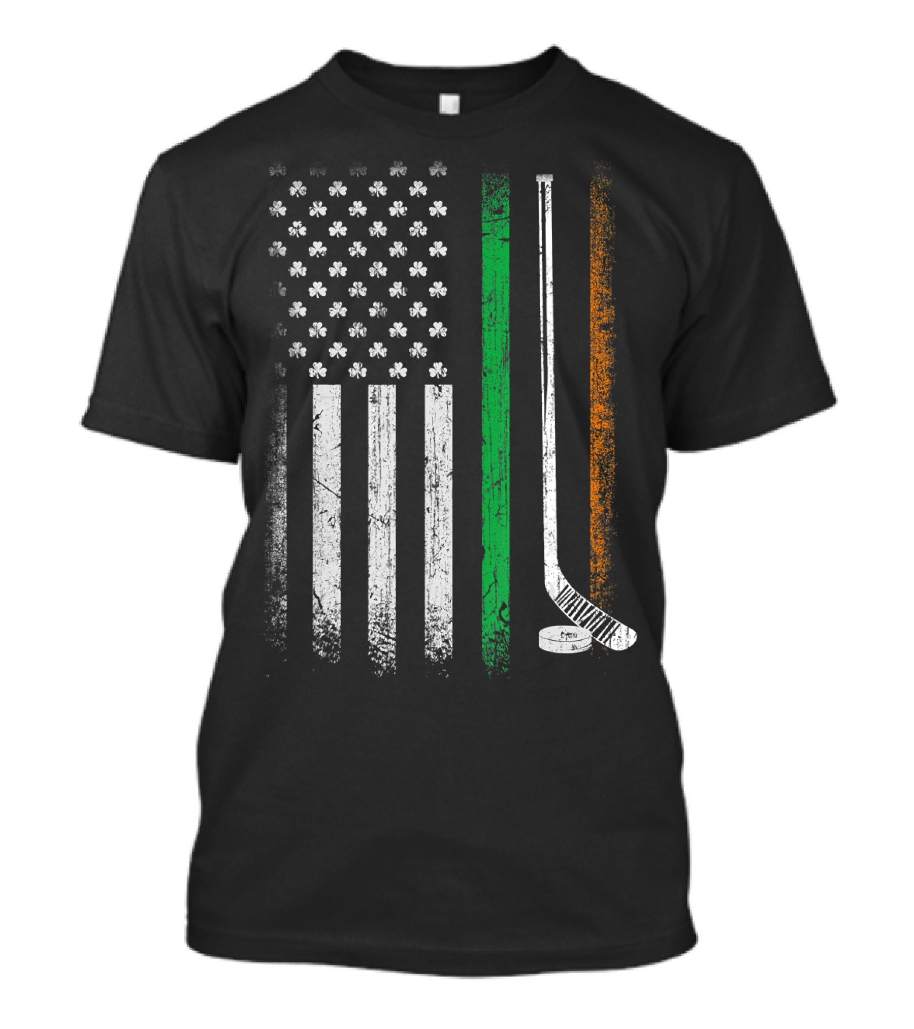 American Flag Ice Hockey St Patrick's Day Shamrock Stripes T-Shirt