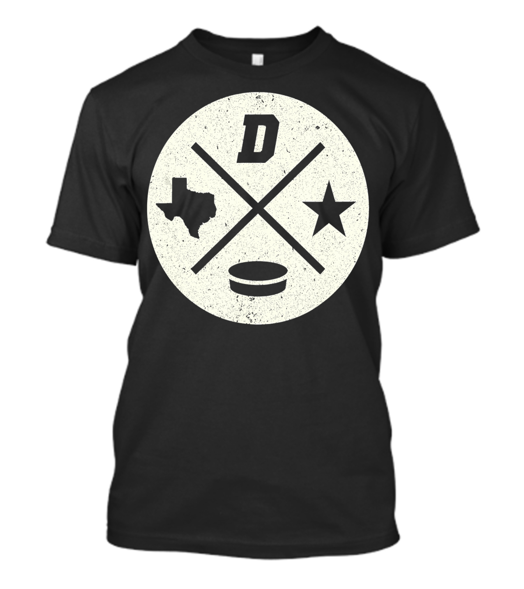 Retro Style Texas Dallas Hockey Puck Lone Star T-Shirt